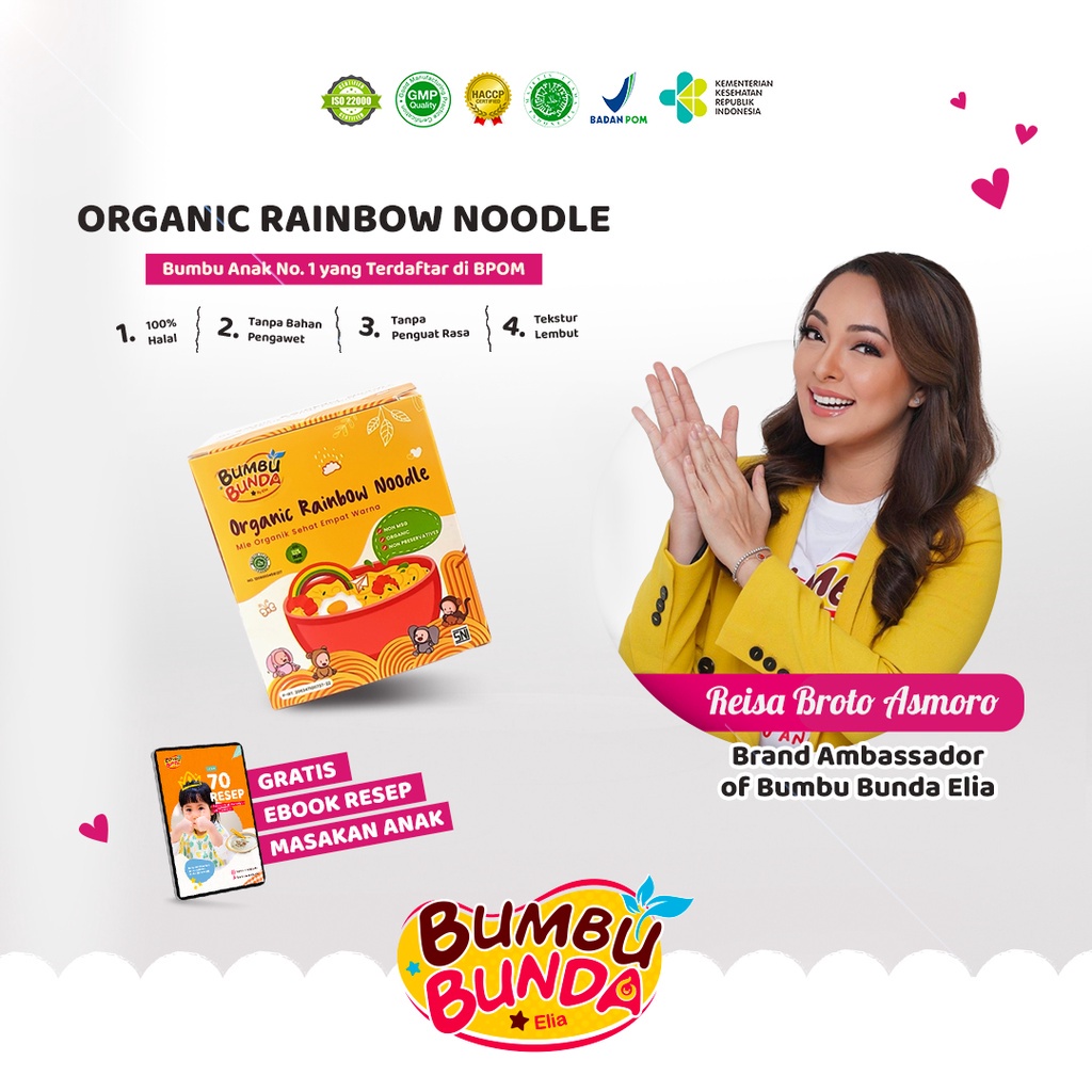 Bumbu Bunda Elia Organic Rainbow Noodle MPASI / Mie Organik / Mi