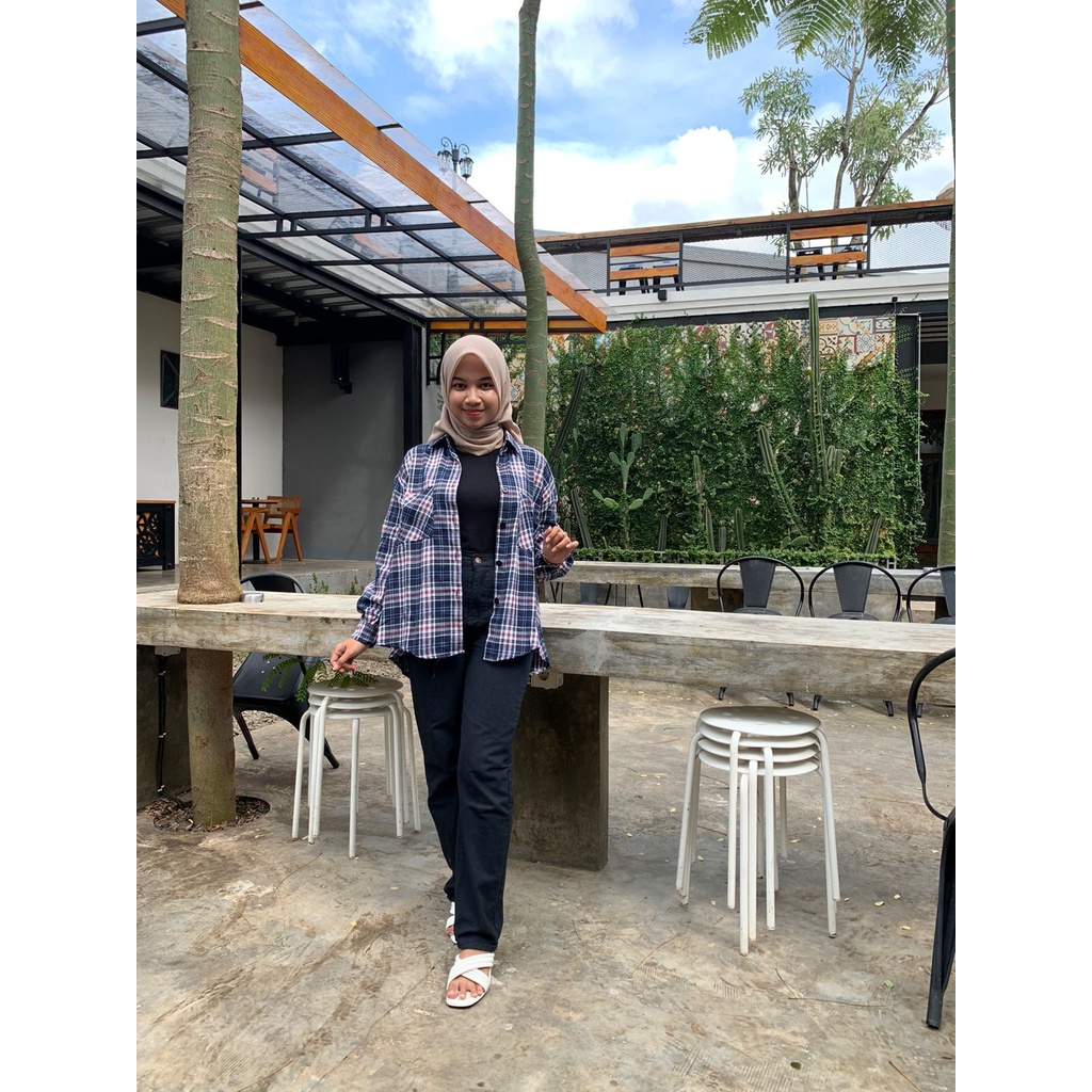 KEMEJA FLANEL OVERSIZE// KEMEJA WANITA FLANEL