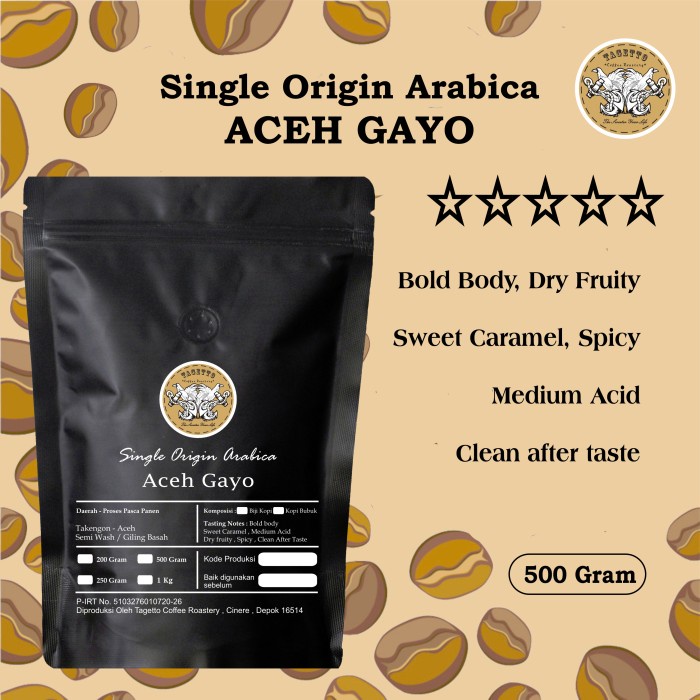

KOPI ARABIKA ACEH GAYO 500GR BIJI / BUBUK | SPECIALTY ARABICA COFFEE - MEDIUM ROAST, BIJI KOPI