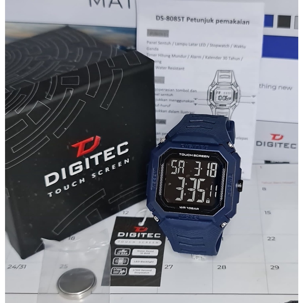 Jam Tangan Pria Digital Digitec Touchscreen DS 8085 Rubber Original Tahan Air