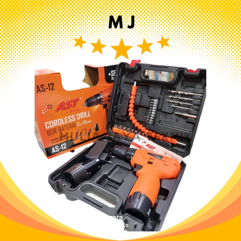 Bor Baterai Cordless Drill AST Bull AS-12V Bor Cas 10MM AST AS12V / Mesin Bor Cordless AST 12V AS12 