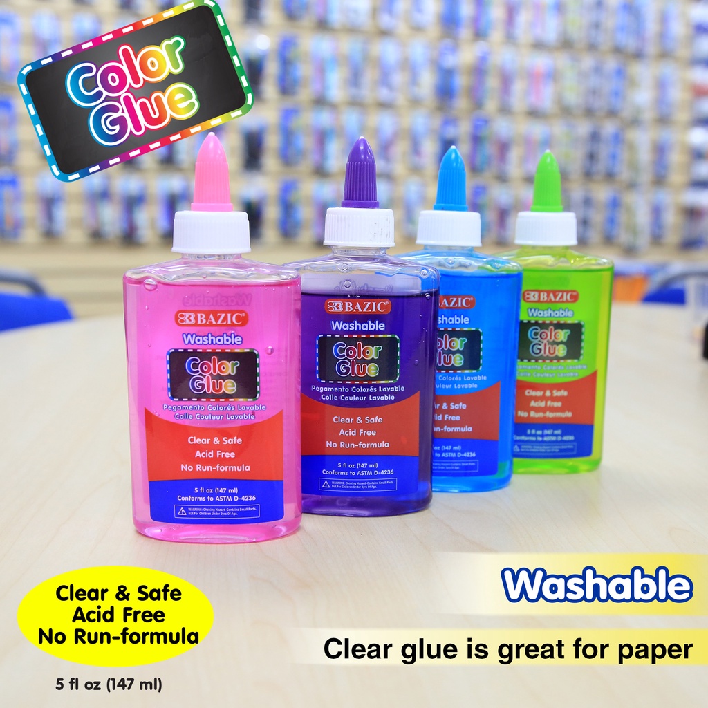 

Bazic Washable Clear Color School Glue 147ml Lem Cair 2046