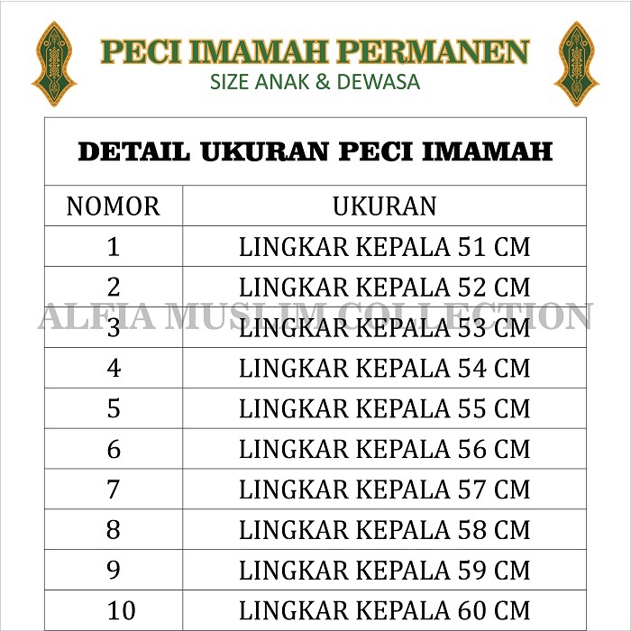 Imamah Permanen Panjang 3 Meter Peci Imamah Anak Dan Dewasa