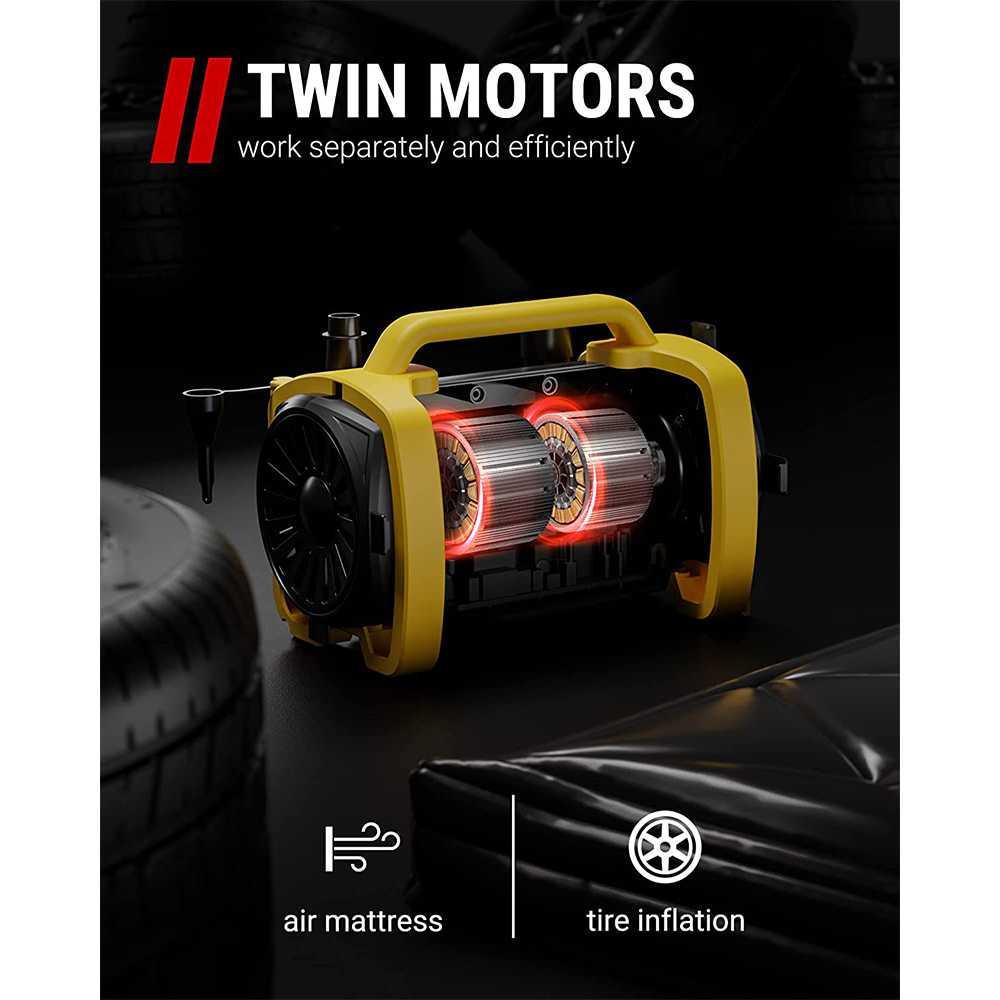Pompa Ban Elektrik Digital Inflator Portable AC 110 V DC 12V - ATJ-6588 - Yellow