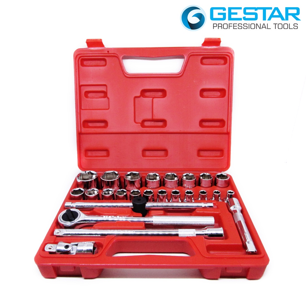 GESTAR/CROSSMAN-Set Kunci Shock 25Pc-1/2" Dr Set-Red Blow Mold (Metric 6pt)  299-085