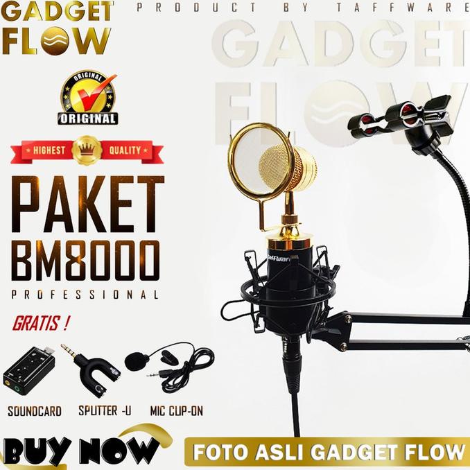 Mic Microphone Condenser BM-8000 PAKET RECORDING + Stand