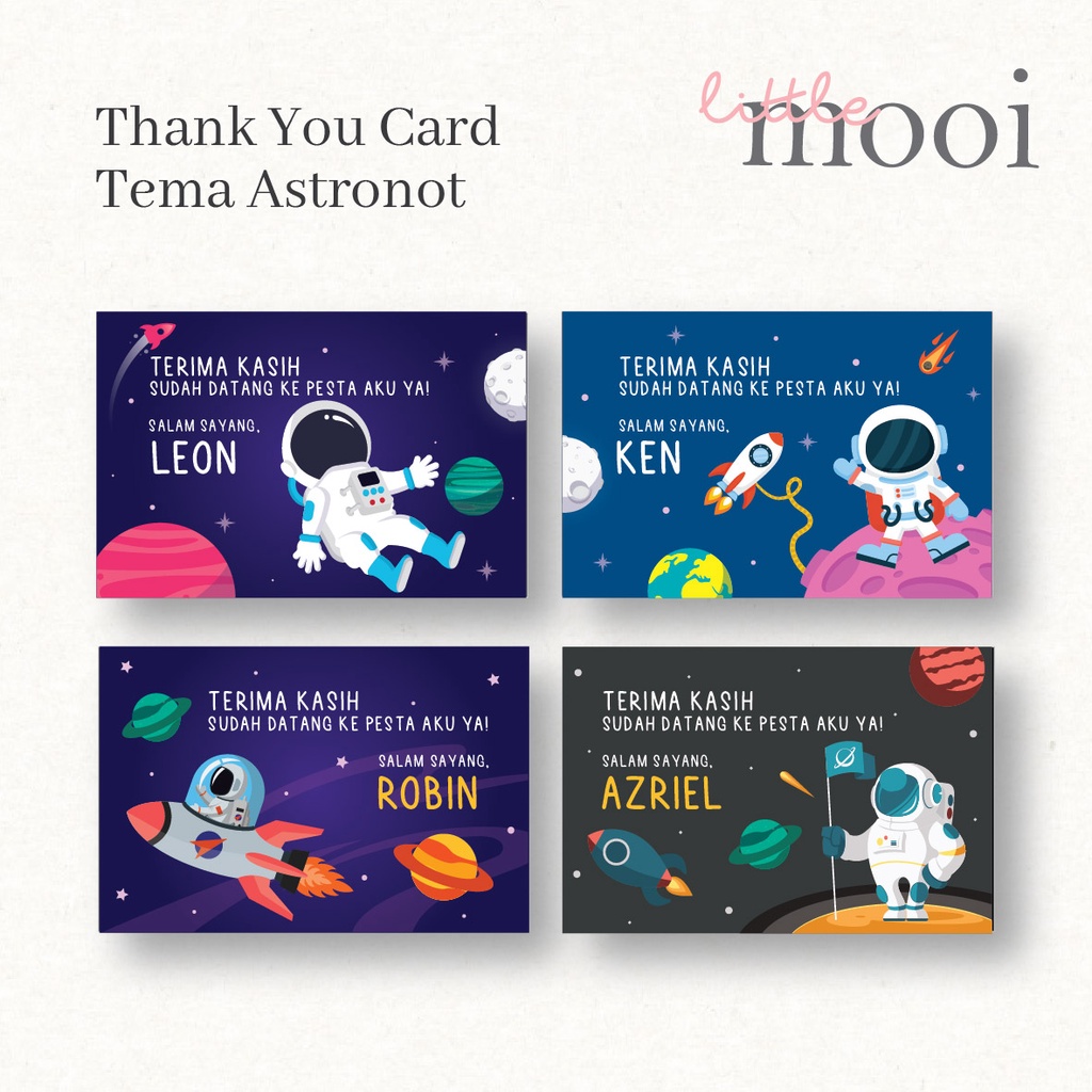 KARTU UCAPAN TERIMA KASIH TEMA ASTRONOT (ULANG TAHUN ANAK) / THANK YOU CARD / BIRTHDAY CARD
