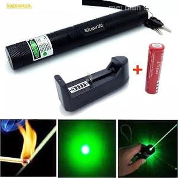 senter   Green Laser Pointer 303 1 Mata Lampu Senter LED Hijau Recharge 10 km