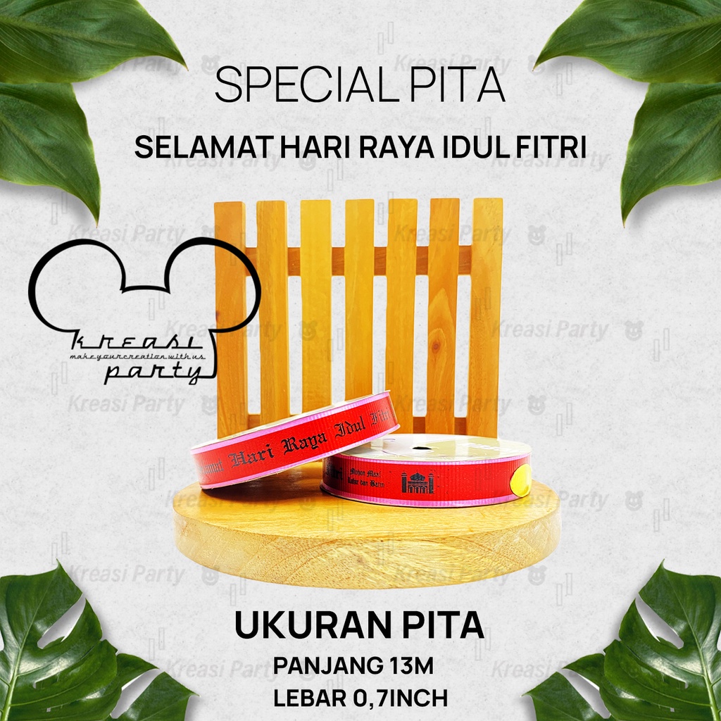 Pita Ribbon Idul Fitri / Pita Roll Selamat Hari Raya Idul Fitri Merah