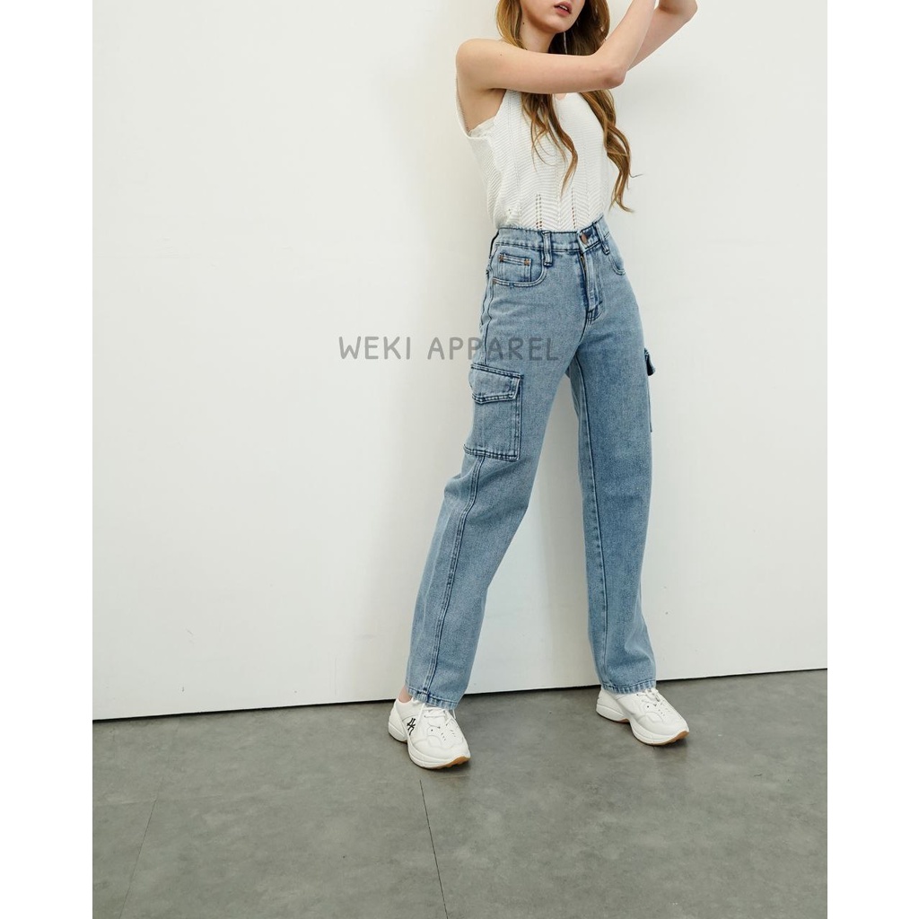 Weki Loose Cargo Jeans Highwaist