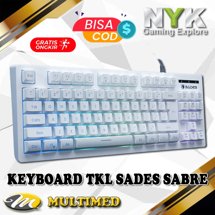 Keyboard Gaming SADES Membrane TKL Sabre RGB