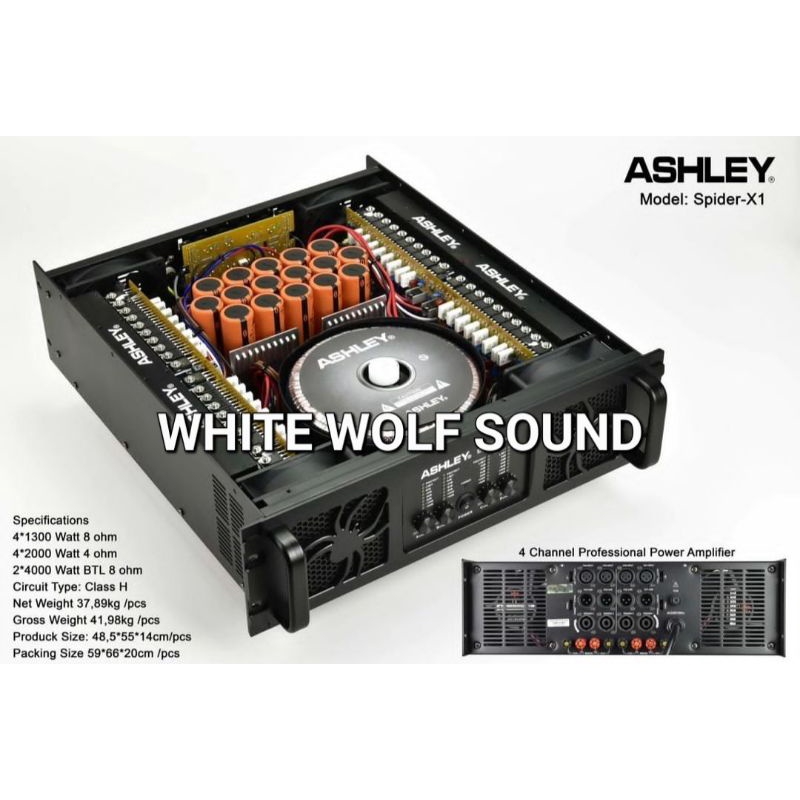 Power Amplifier  Ashley Spider x1 Baru 4 channel 2000w x4 ashley power 4 channel