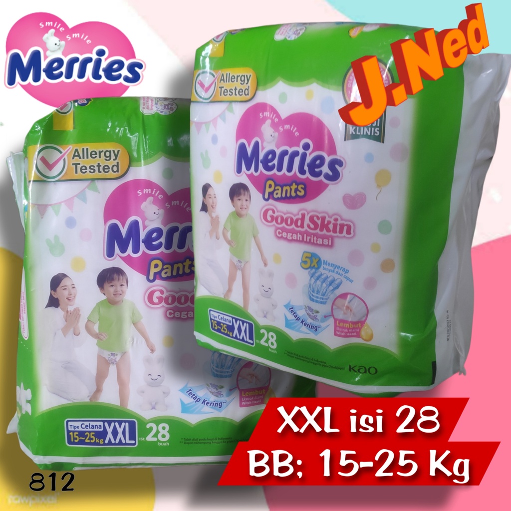 J812 ( XXL 28 PCS ) POPOK BAYI MERRIES PANTS GOOD SKIN