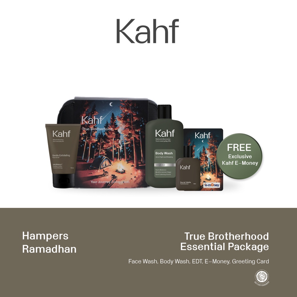 ★ BB ★ Kahf Invigorating Waterfall - True Brotherhood Essential Care Package | Body Wash - Face Wash - Eau de Toilete | Paket Ramadhan Hampers