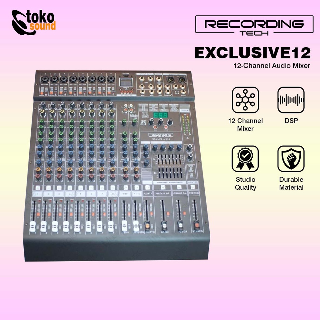 Recording Tech RT Exclusive 12 - Mixer Audio 12 Channel 199DSP