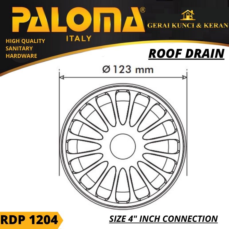 PALOMA ROOF DRAIN 4&quot; RDP 1204 Saringan Talang Air Saringan Dak Afur