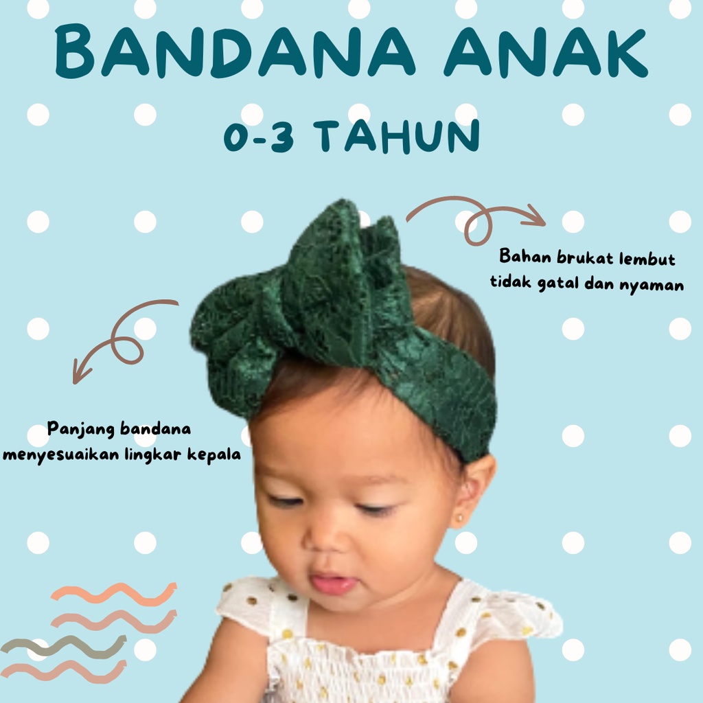 BANDANA BAYI (HEADBAND) BANDO PITA BAYI PEREMPUAN BRUKAT 0-3 TAHUN