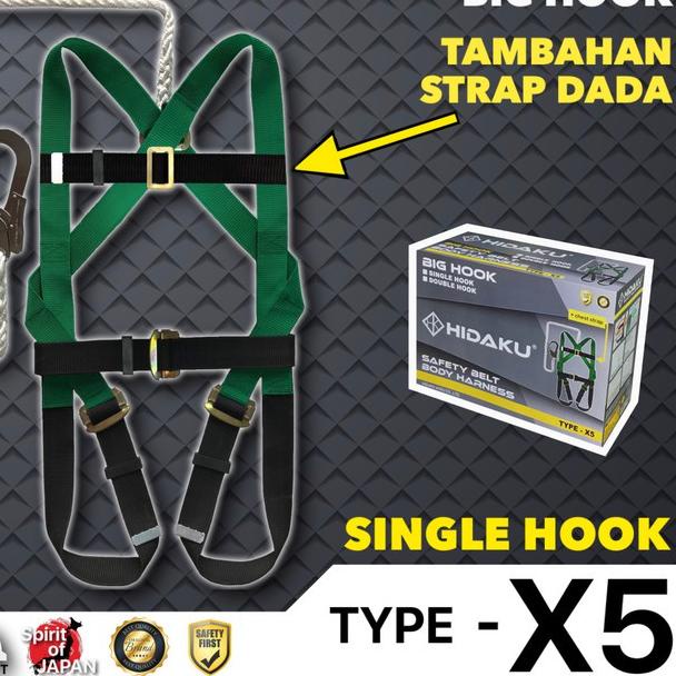 ♫ Full Body Harness HIDAKU type X5 SINGLE HOOK / Safety belt HIDAKU X5 Ω