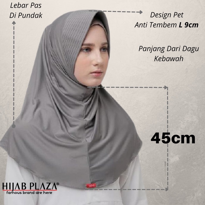 TERMURAH Jilbab Insant /Hijab Instan Bergo Polos zoya Marsha HL casual Ori - Abu-abu