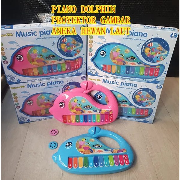 Mainan Piano Musik Mainan Bayi Music Piano Proyektor Musik Ikan Piano Baterai