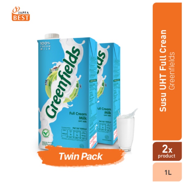 Susu UHT Full Cream Greenfields 1 L - Twin Pack