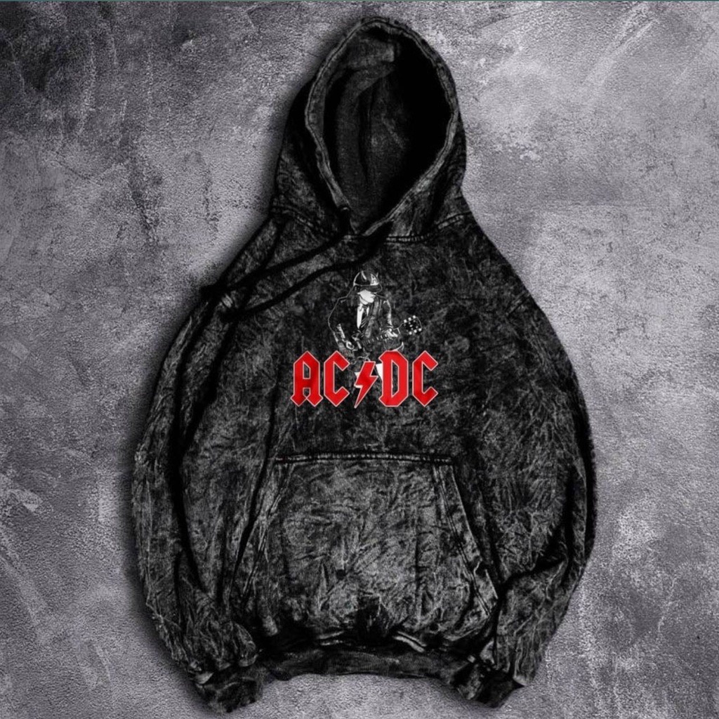 Jaket hoodie washing / Jaket sandwosh pria wanita / Hoodie metal ACDC / Sweater Hoodie Sandwash Terbaru Pria Motif Tulisan Metal | Jaket Hoodie Sandwash Abu Pria Wanita