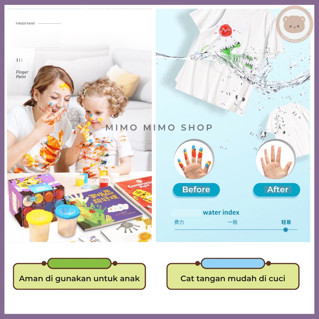 

FURO ANGEL FINGER PAINT WASHABLE CAT TANGAN WARNA NON TOXIC SET EDUKASI ANAK