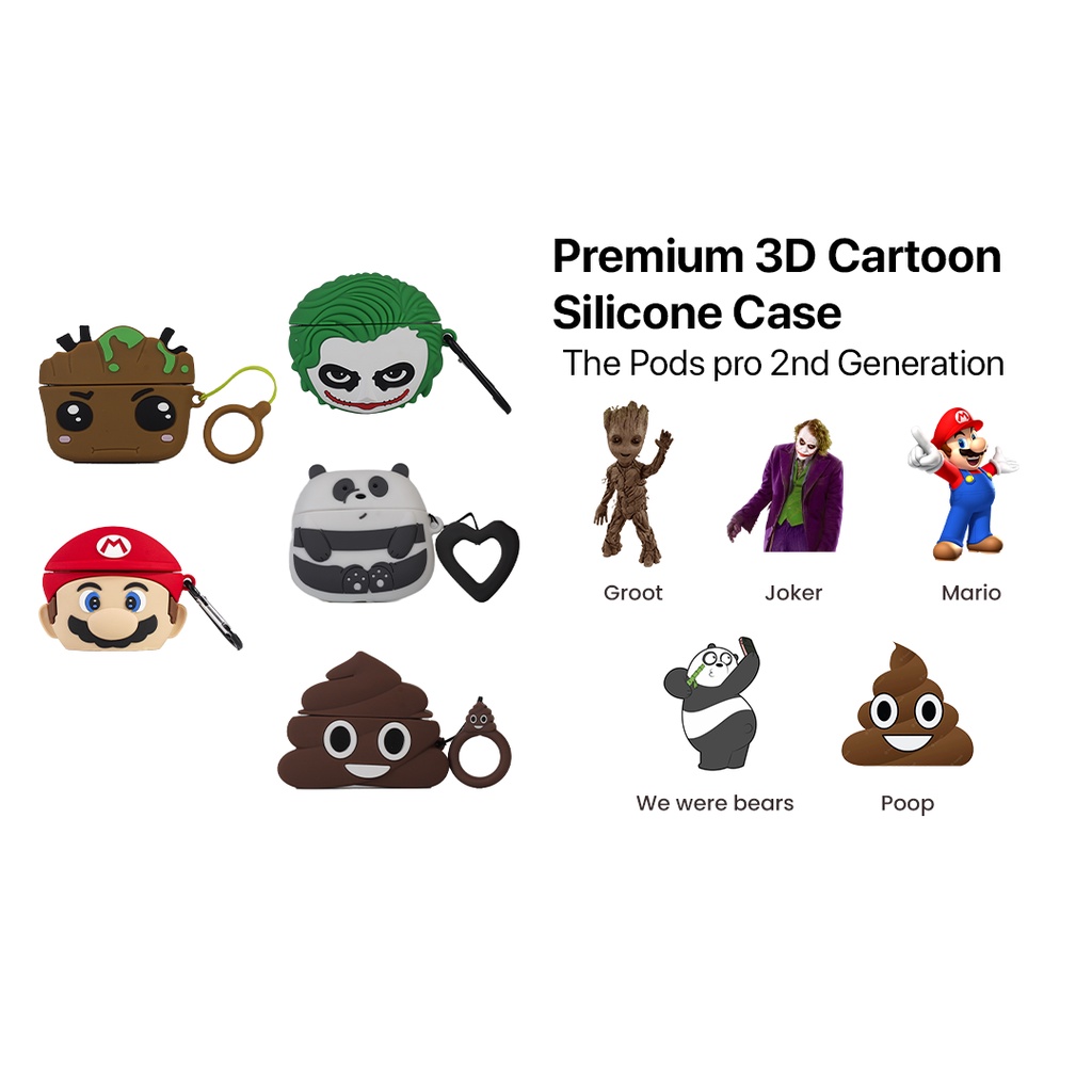 [CASE ONLY] 3D Case / Casing ThePods PRO 1 / PRO 2nd Premium 3D Cartoon Silicone Case - By PodsIndonesia