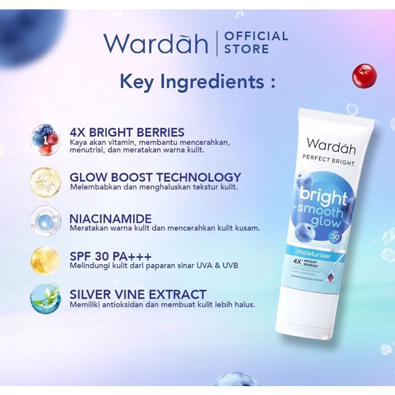 WARDAH PERFECT BRIGHT SMOOTH GLOW MOISTURIZER PELEMBAB WAJAH WARDAH