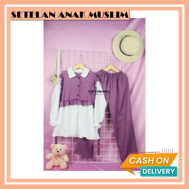 Setelan Anak Muslim Cod Ramadhan Viral Set Korea Murah One Remaja Lebaran Perempuan Kekinian Stelan 