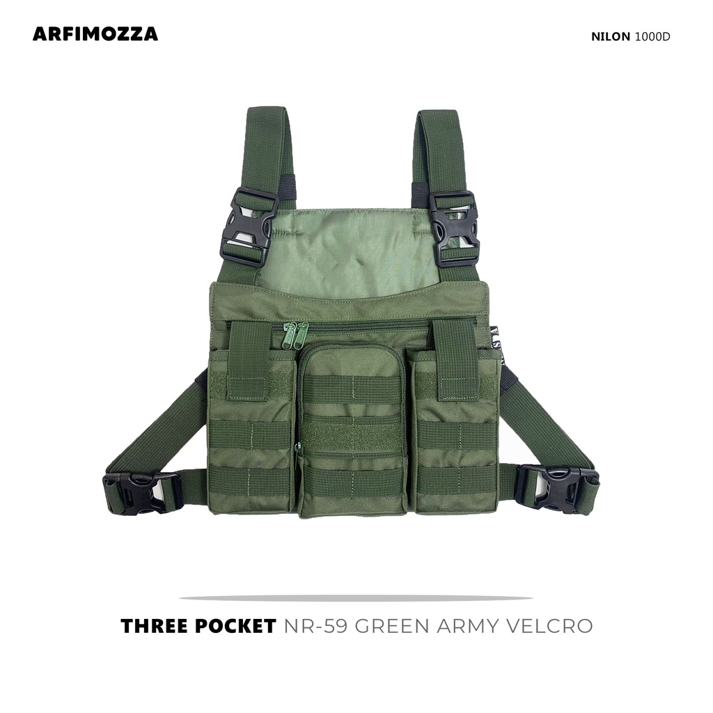 Tas Dada Pria Green Army Three Pocket