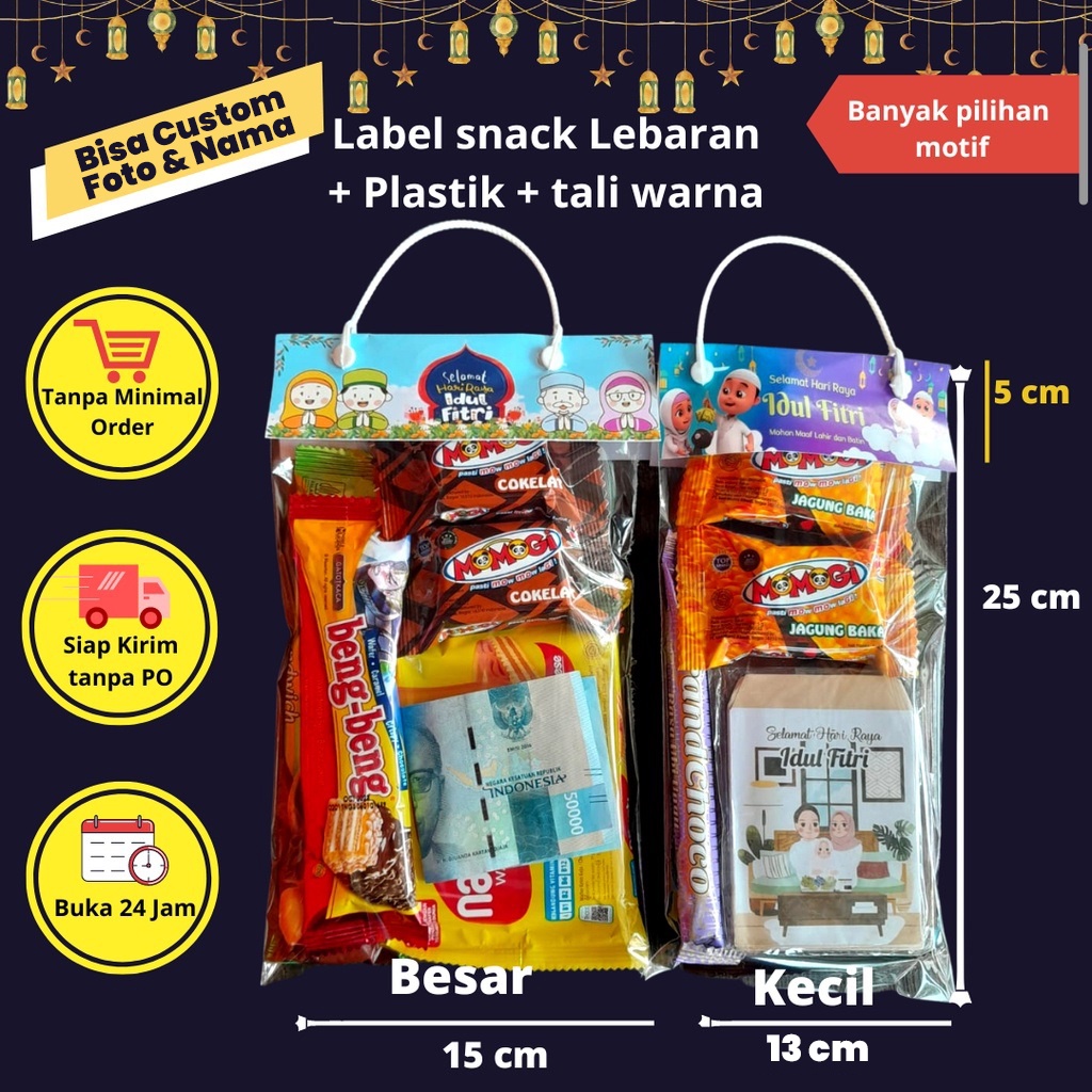 Tas Plastik snack Lebaran/ Label Snack anak/Tas Snack anak Idul Fitri/ Plastik Jajan Lebaran / Angpa