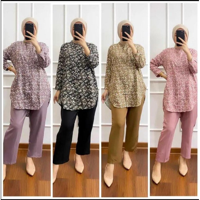 SETELAN WANITA ONESET KEMEJA WANDA SET BUSUI TERLARIS