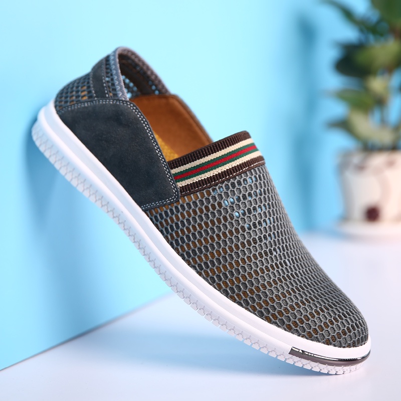 Musim Panas Bernapas Fashon Slip On Pria Sepatu Casual Outdoor Trekking Sepatu Tanpa Tali Santai Slop Selop Keren Ringan Lentur 272