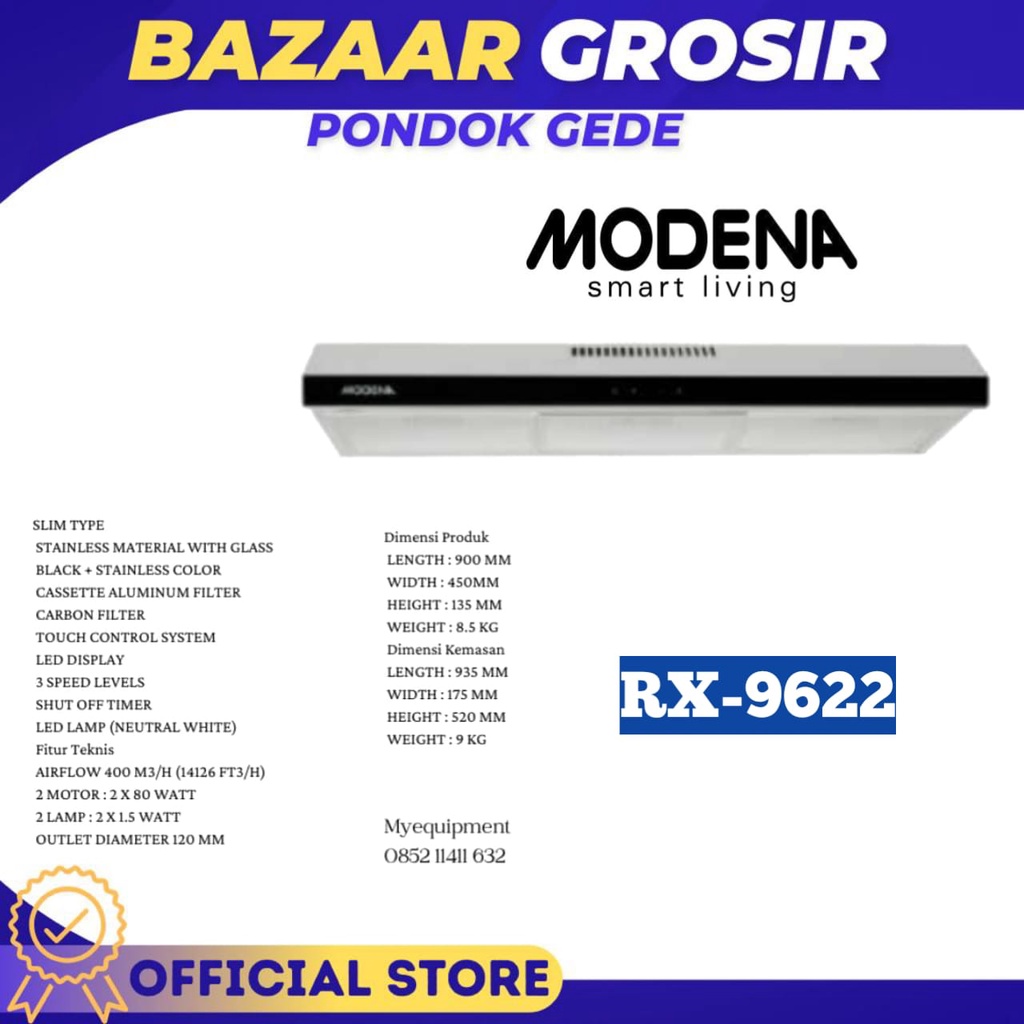 COOKER HOOD MODENA RX 9622 / RX9622 / RX-9622 PENGHISAP ASAP