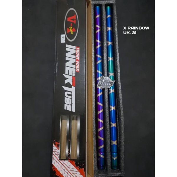 Linggisan Skok Depan AS Shock Depan X Rainbow X Blue Two Tone Chrom Silver GL MP CB Tiger Verza