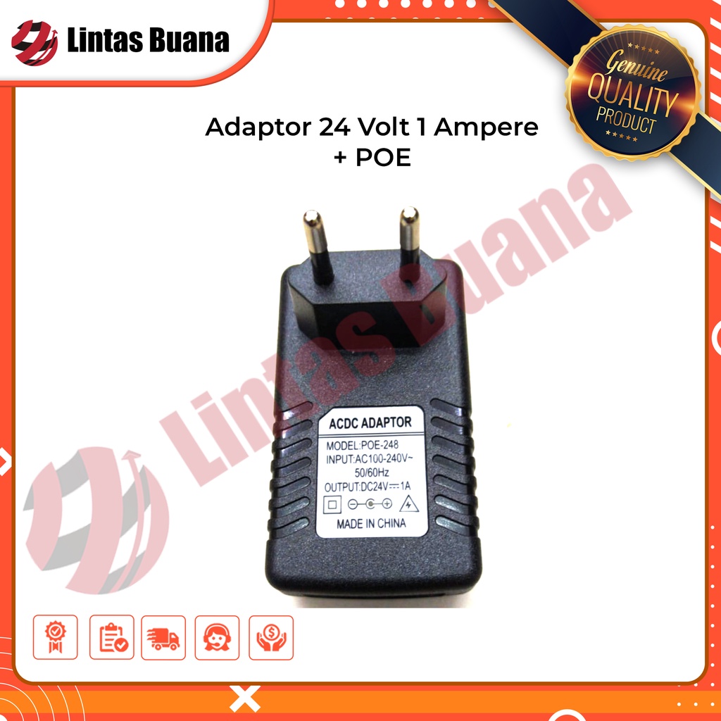 adaptor 24 volt 1 ampere + poe (24V, 1A +PoE)
