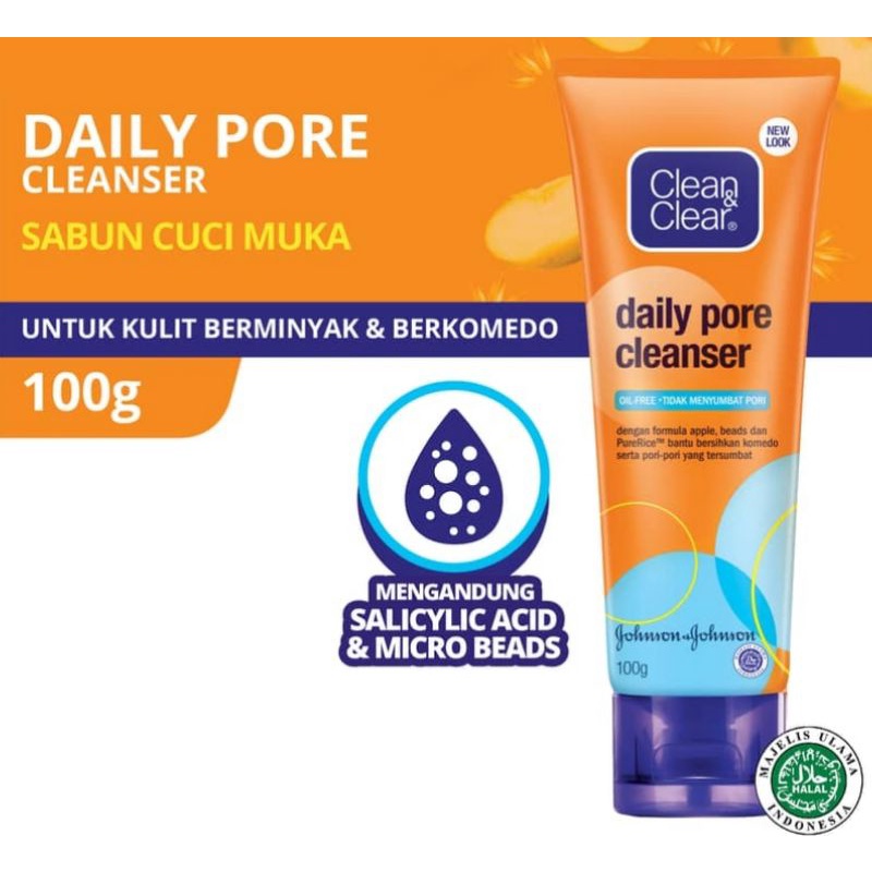 Clean&Clear Daily Pore Cleanser Sabun Cuci Muka 100 gram