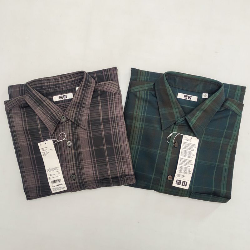 Kemeja Flannel UNIQLO U Heavy Flannel Oversized Checked Shirt New Original