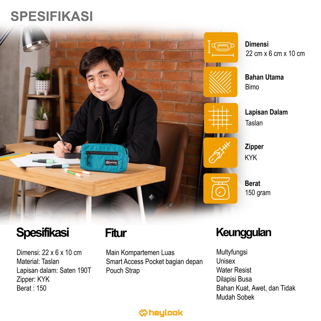 Pencil Pouch Atk Tempat Penyimpanan Pena Pensil Spidol Design Basic Simple - ORANGE