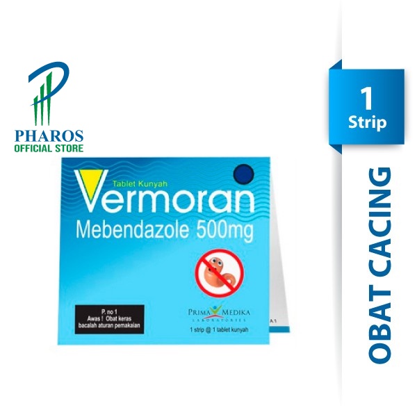 Vermoran Mebendazole 500mg/Obat Cacing/Infeksi Cacing/Cacing Kremi/Cacing Gelang/Cacingan/Cacing Hancur/Tablet Kunyah Rasa Strawberry/Praktis Tinggal Kunyah/Obat Cacing dikunyah/Cara Enak Konsumsi Obat Cacing/Kecacingan