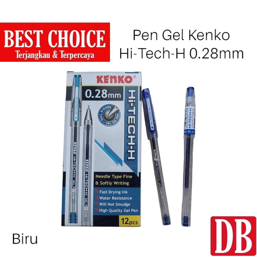 

mdn Gel pen / Pulpen Hitech / Hi-tech Kenko 0.28mm Hitam/Biru (12 pcs)