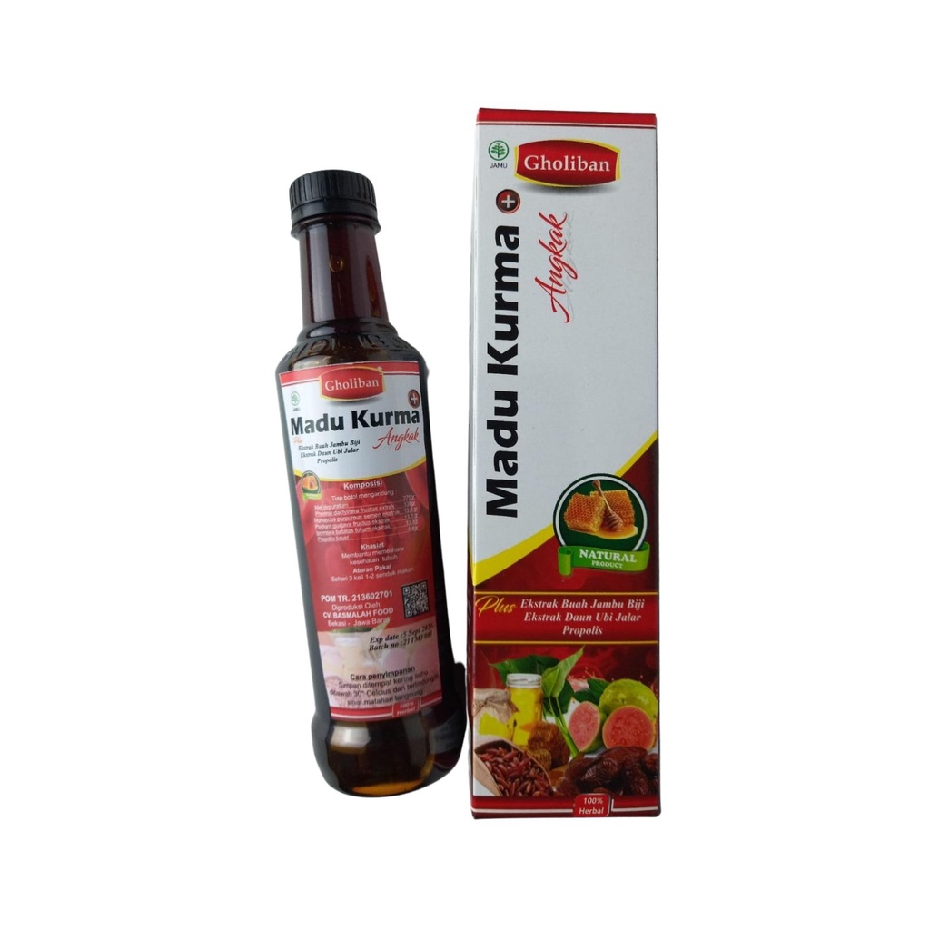 Madu Sari Kurma Angkak Plus Propolis Gholiban Dengan Ekstrak Jambu Biji Dan Daun Ubi Jalar 460gr