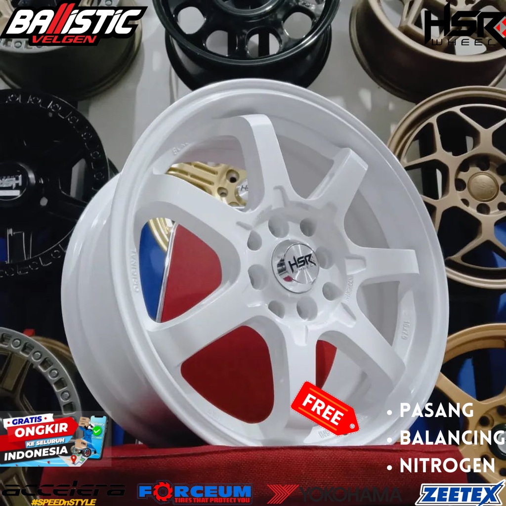 HSR BOROKO TJH VELG R16 TE37 ORIGINAL LUBANG BAUT 4X100-114 WHITE RATA BODY BUAT JAZZ,MOBILIO,AVANZA