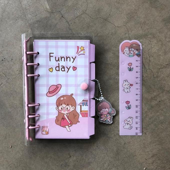 

Korean Cute Girl Clear Cover 6 Ring Binder Transparan Warna Pastel MURAH