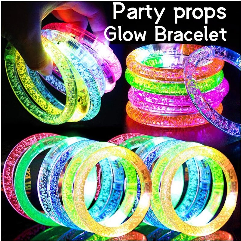 Gelang Mainan Nyala Lampu LED Warna Warni Dengan Tenaga Baterai Untuk Konser Pesta / Gelang LED Glow