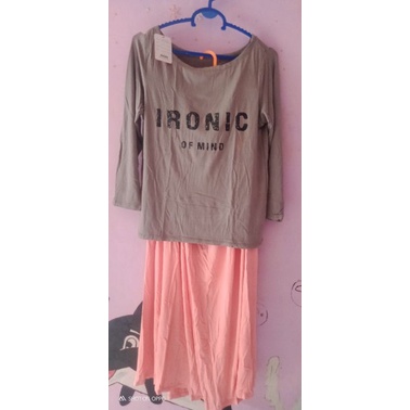 Setelan Atasan + Rok Kaos Setelan Baju Wanita Perempuan