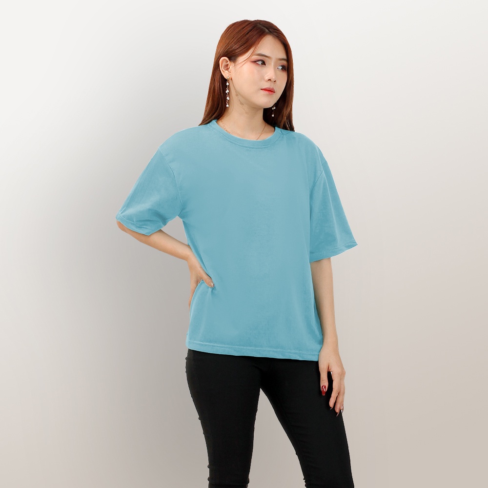 Kaos Tshirt Lengan pendek oversized Wanita Gaya korea leher bulat polos - XSHOP Desting