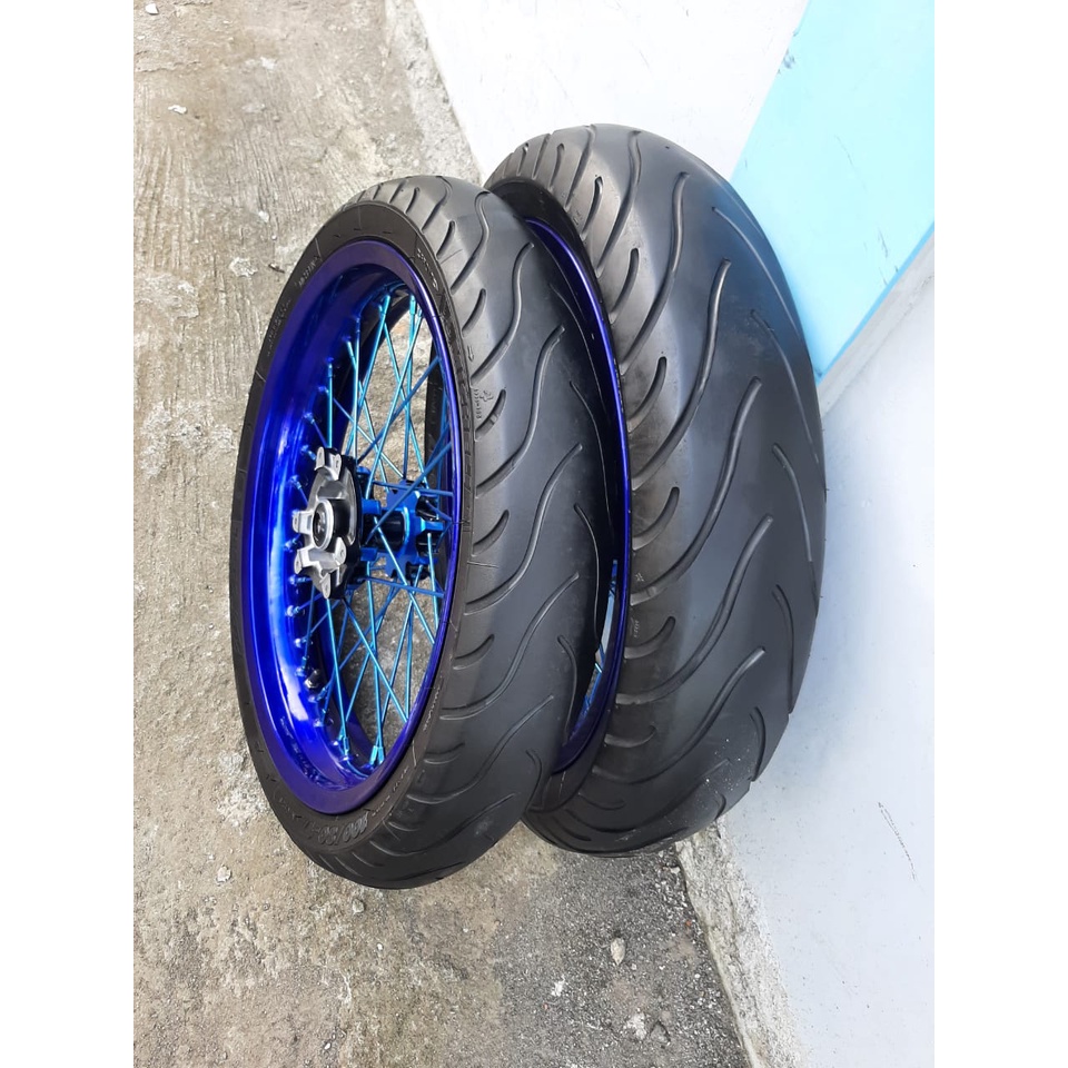 Roda Supermoto CRF 250/300 Full Biru Ban Paket Hemat
