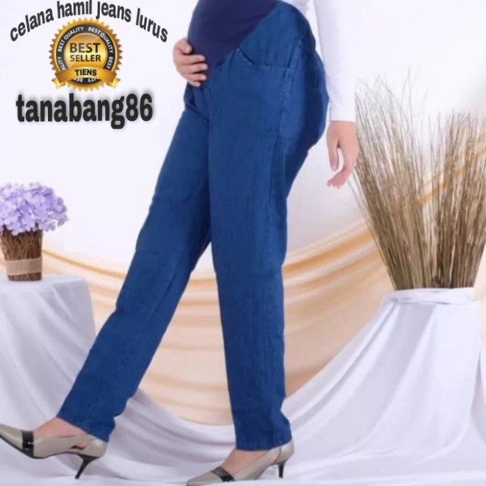 Celana Hamil Celana Kerja Semi Jeans Jeans Premium Navy M3H4 Kekinian BISA COD home Casual adjustabl